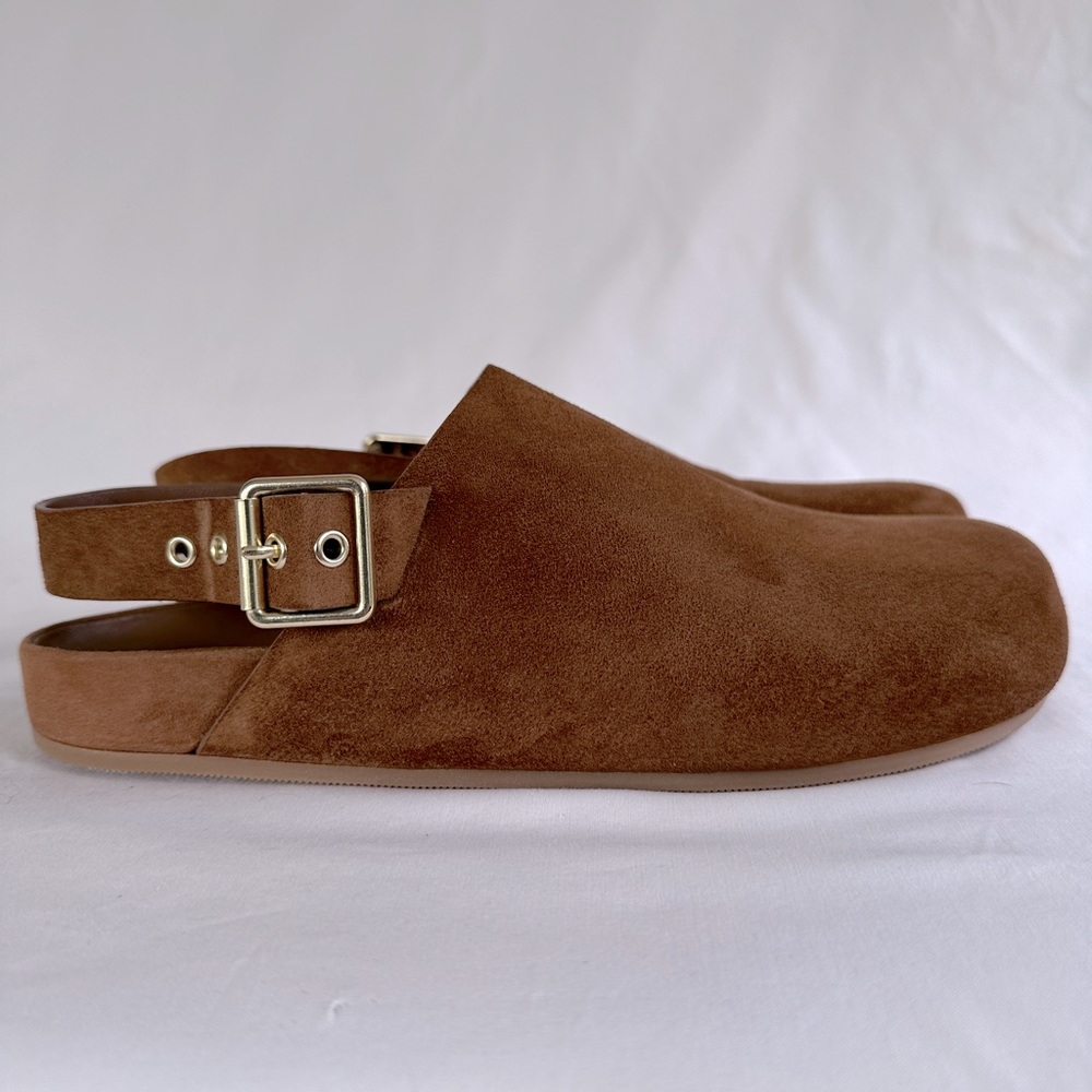 Loeffler Randall Rhodes Flat Clog Size 40 Cacao Suede